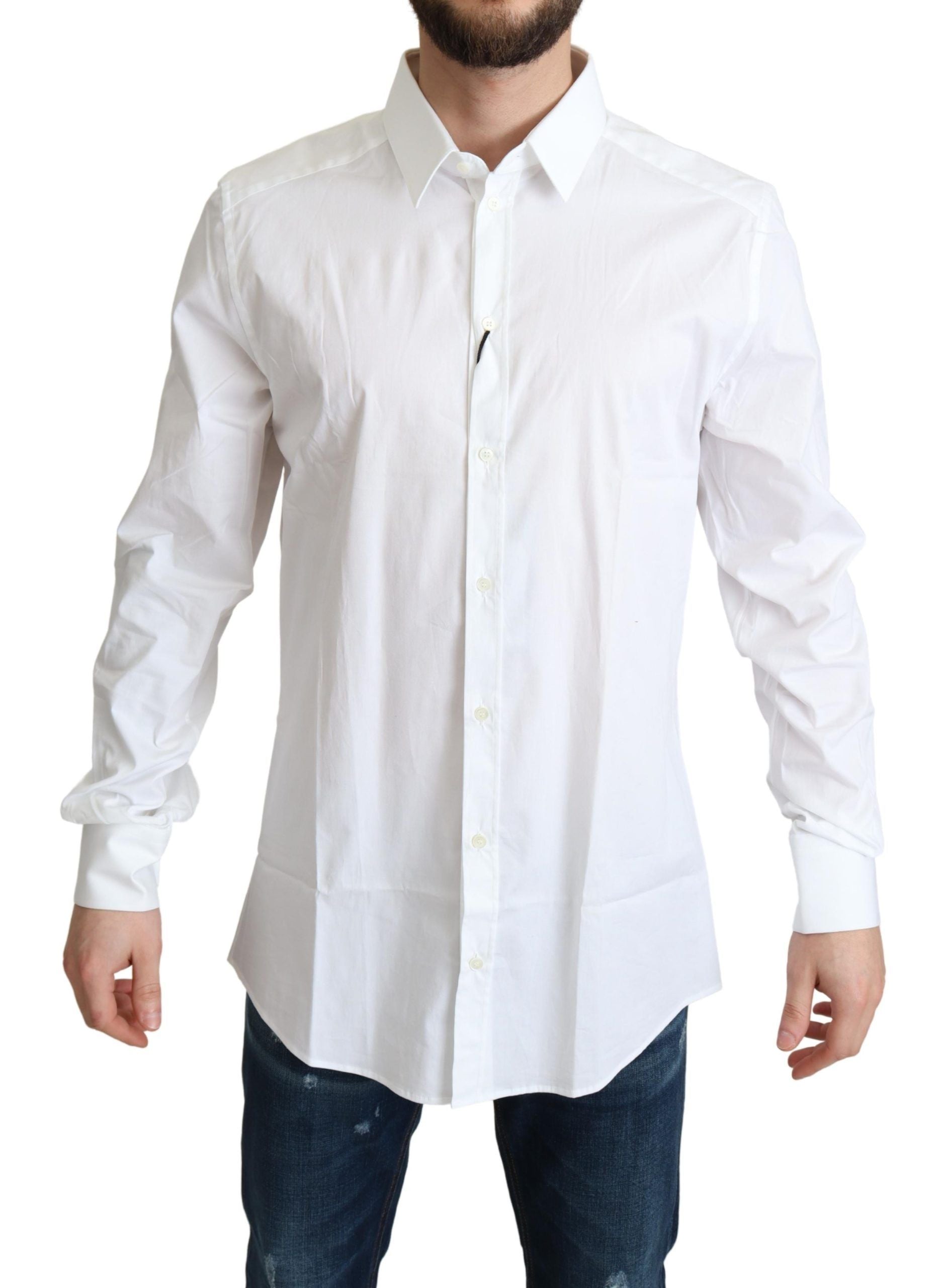 Dolce & Gabbana Elegant white cotton stretch shirt